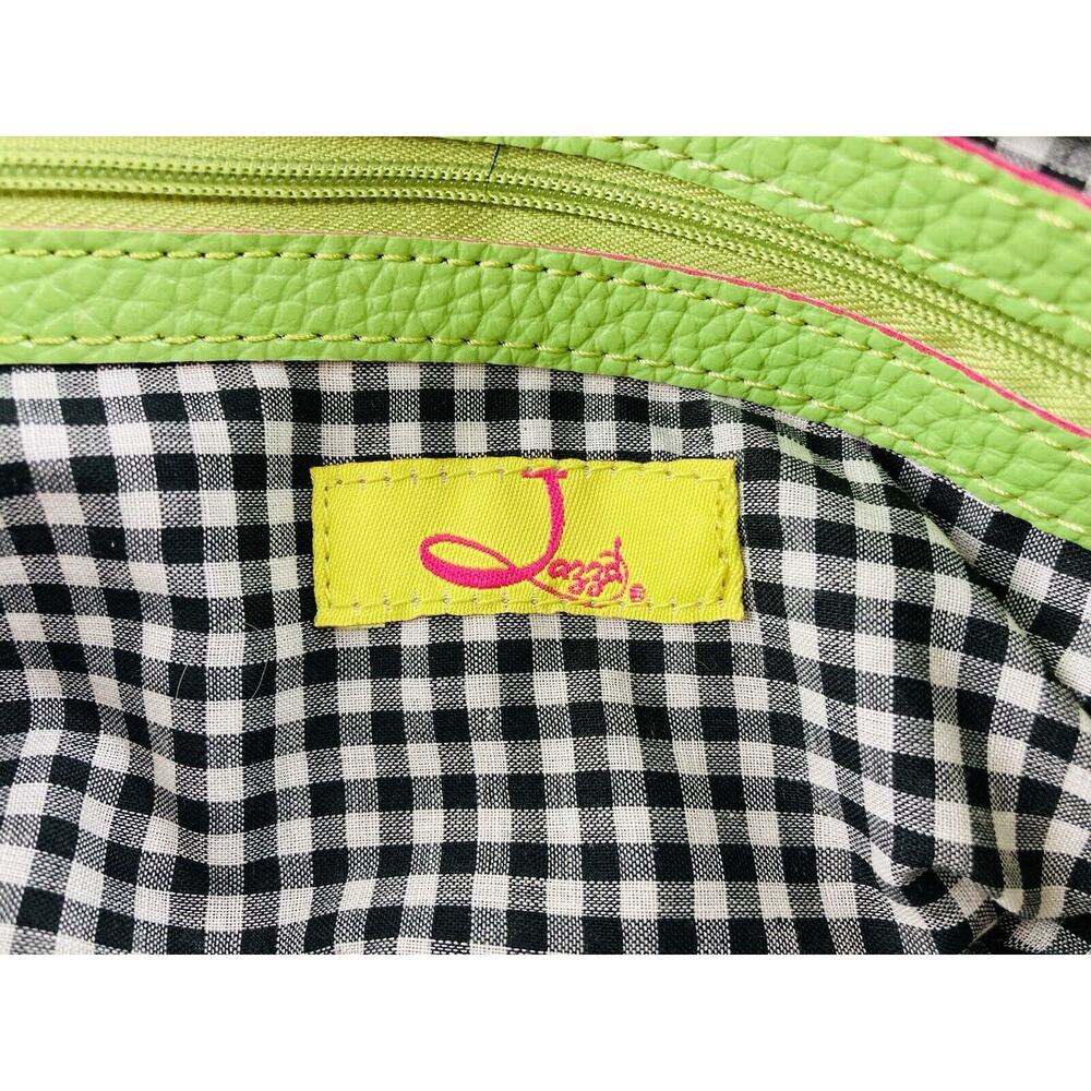 Jazza Vintage Vinyl Plastic Black White Checker Purse Shoulder Bag Lime Neon Gre - Picture 6 of 12